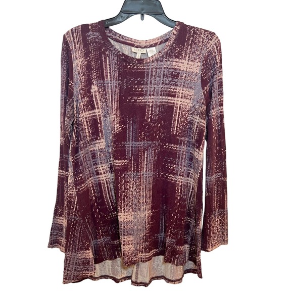 LOGO by Lori Goldstein Tops - LOGO by Lori Goldstein Women's Long Sleeve Tunic Top Abstract‎ Print Size Large